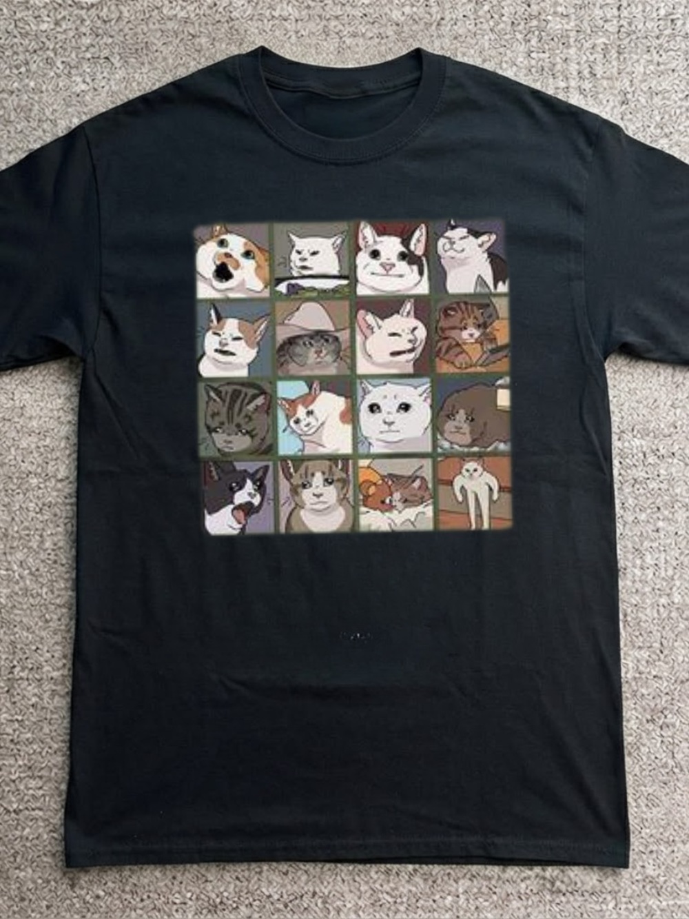 Gildan Black Short-Sleeve Cat Grid Graphic Tee